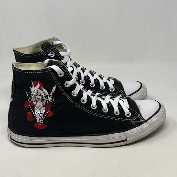 Converse All Star Itachi Uchiha Sneakers Mens 10.5 Black High Top Shoes Naruto - Picture 2 of 16